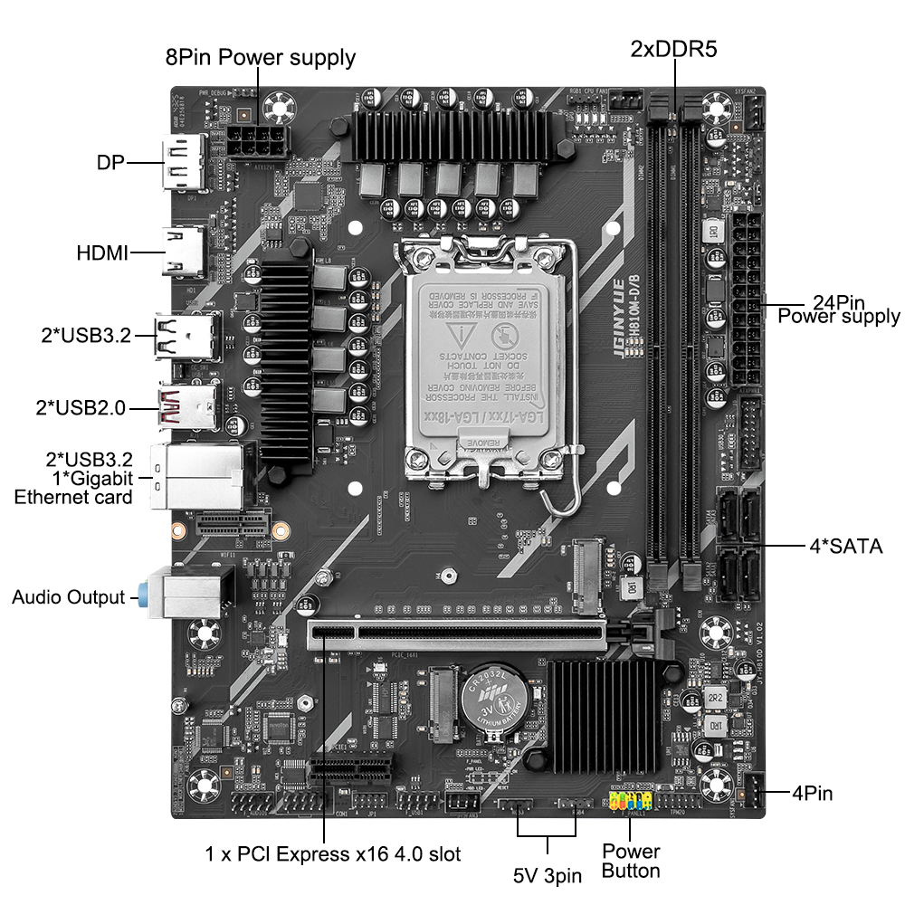 JGINYUE H810 マザーボード Intel LGA1 - Ddr5 64Gb のレビューと価格